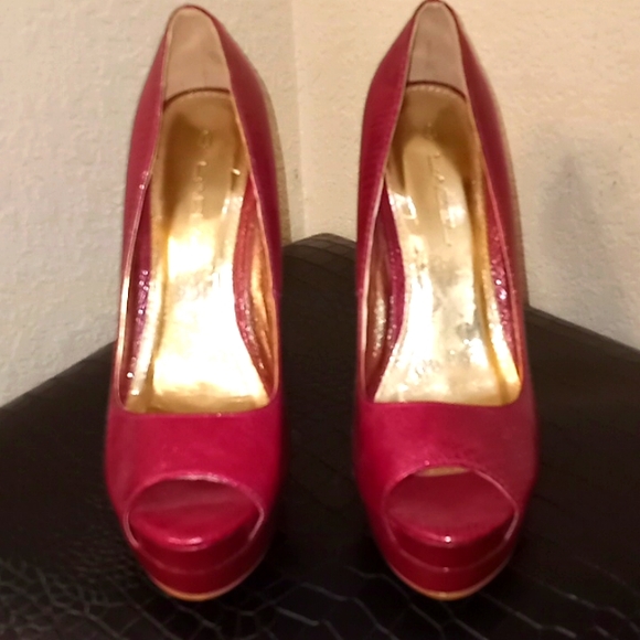 C Label Raspberry Snakeskin Stiletto Platform π - Picture 3 of 15